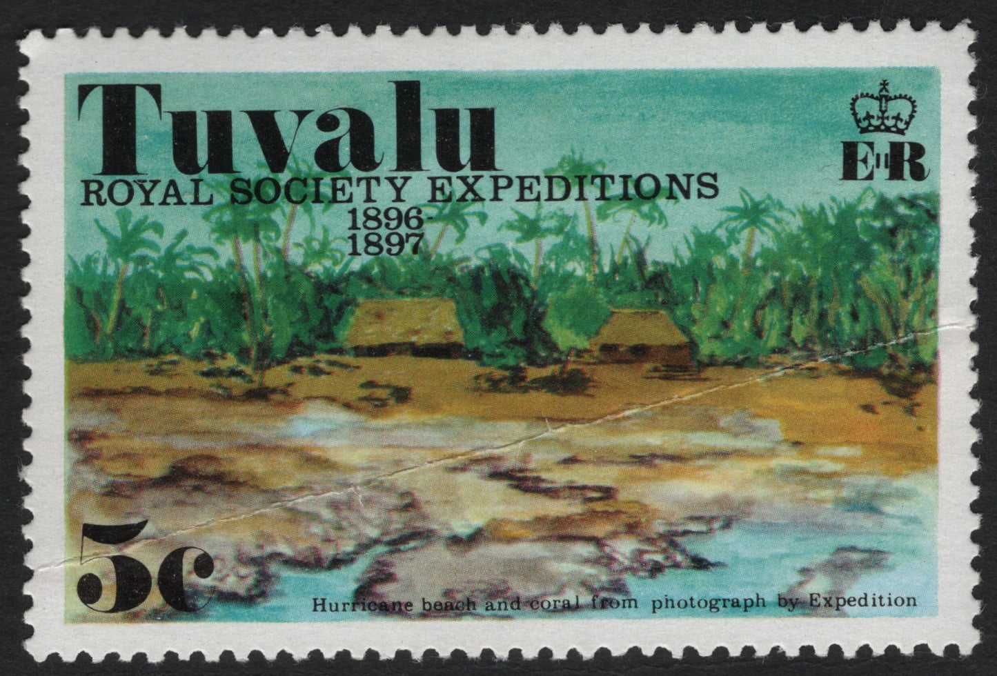 SCG10082 - Tuvalu 5c – Royal Society Expeditions Commemorative (Hurricane Beach & Coral)