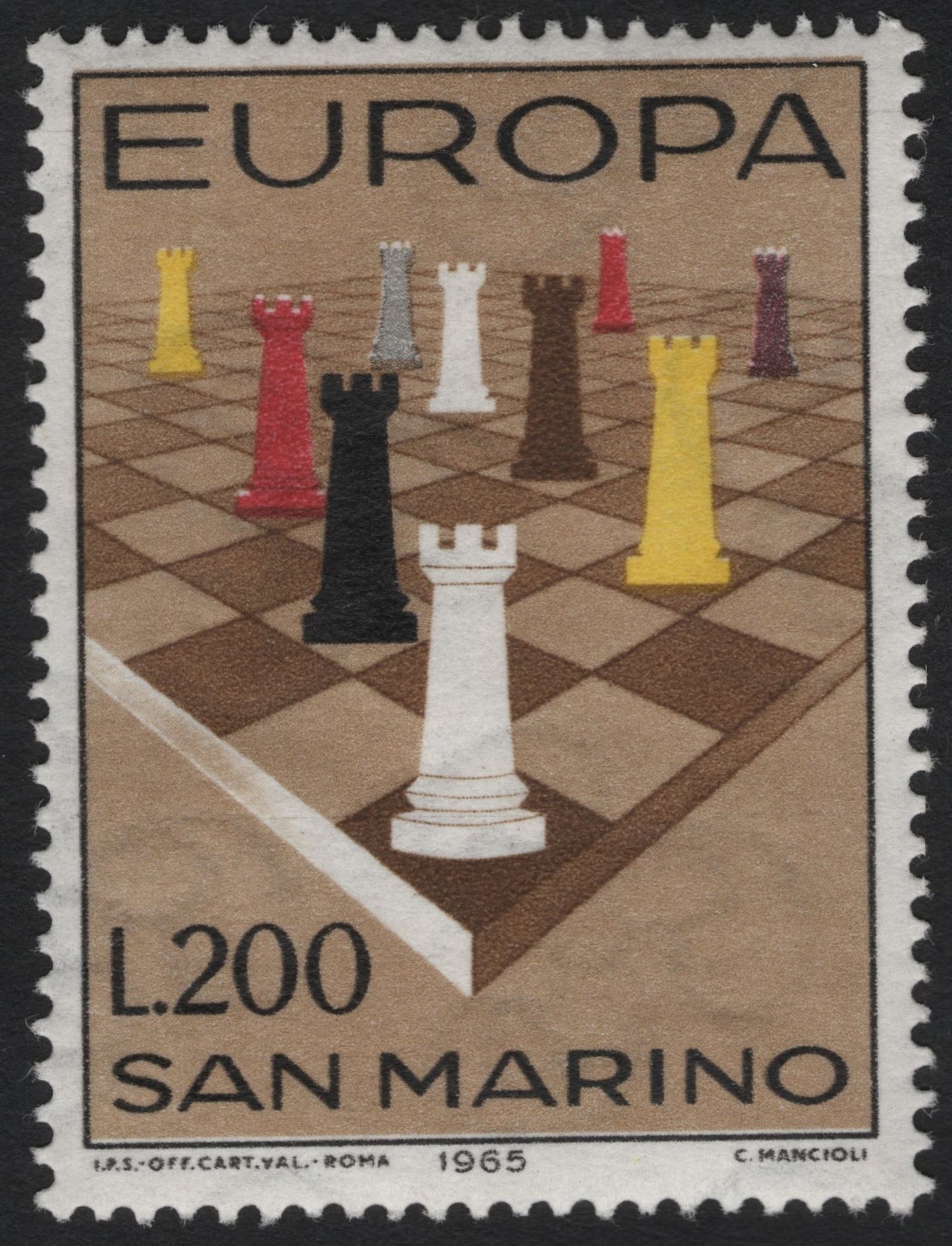 SCG8722 - San Marino – Europa “Chess Rooks” Issue (1965)