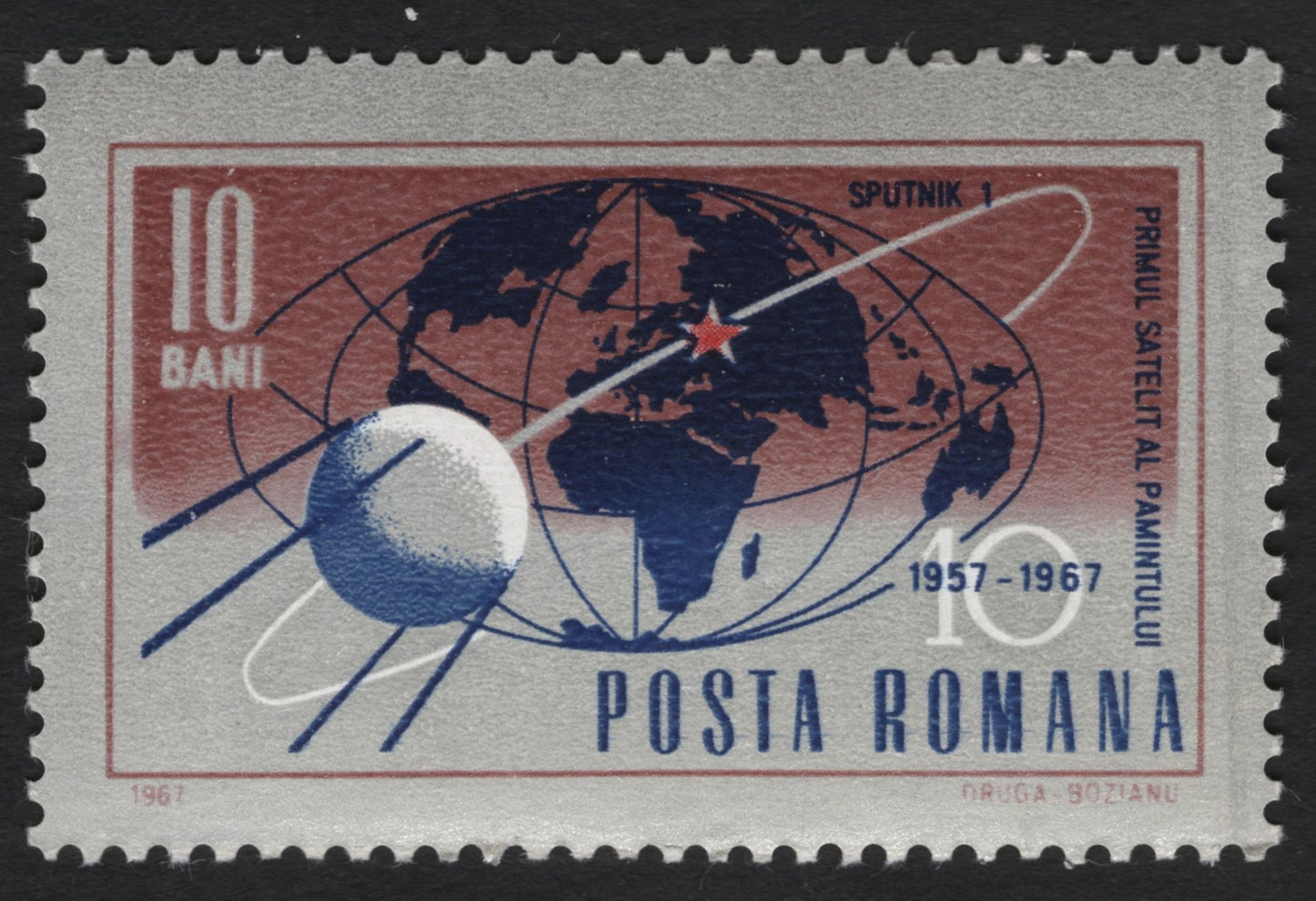 SCG9804 - Romania 1967 – Sputnik I 10th Anniversary – 10 Bani