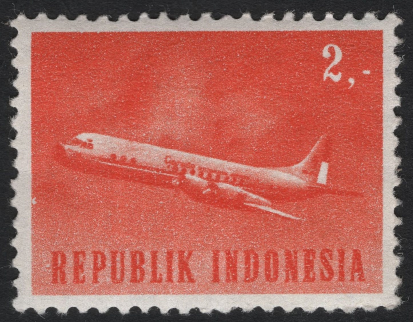 SCG9789 - Indonesia 2s Red Airmail Plane – Early Republik Indonesia Definitive