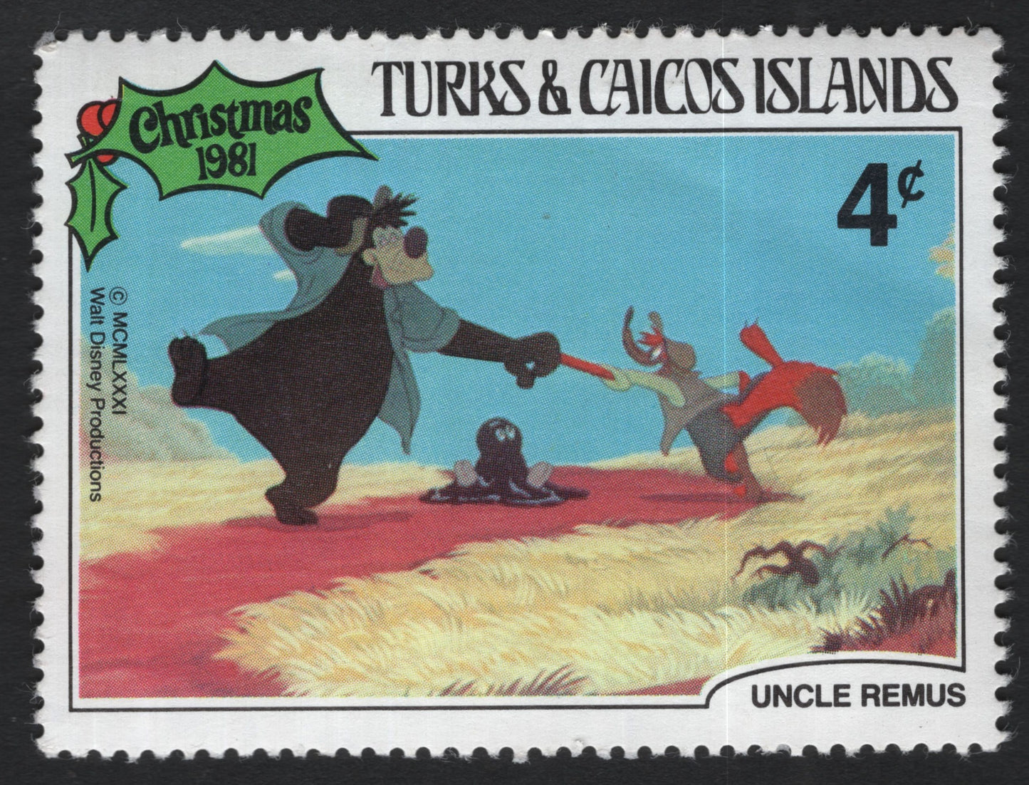 SCG10086 - Turks & Caicos Islands 1981 – “Uncle Remus / Song of the South” Disney Christmas 4¢ Stamp