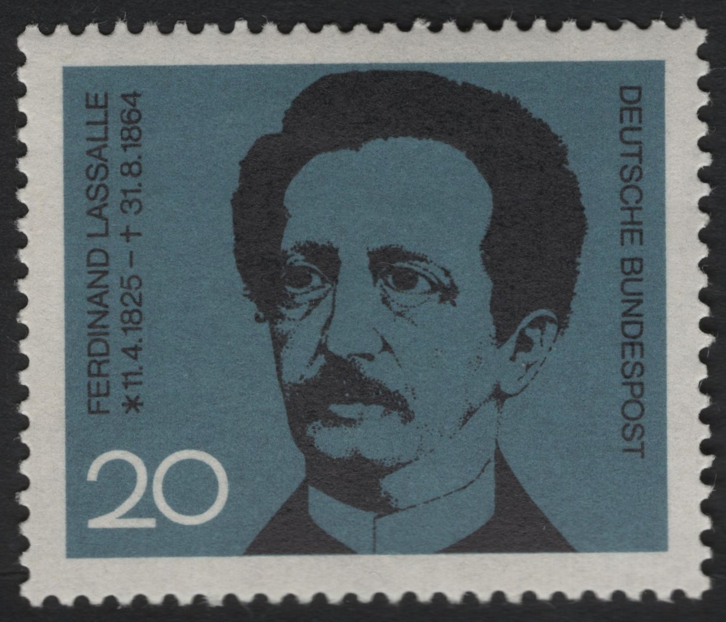 SCG9792 - Germany 1964 – Ferdinand Lassalle 20 Pf – Social Reform Pioneer (Deutsche Bundespost)