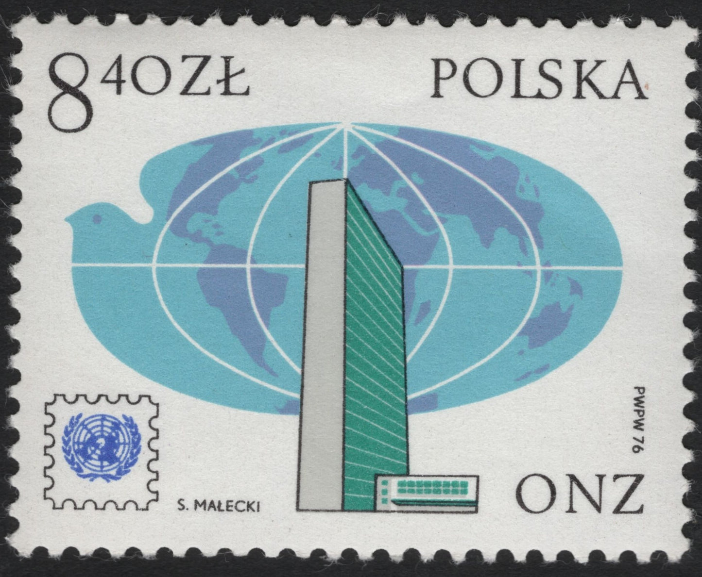 SCG10087 - Poland 1976 – United Nations Headquarters 8.40 zł Stamp
