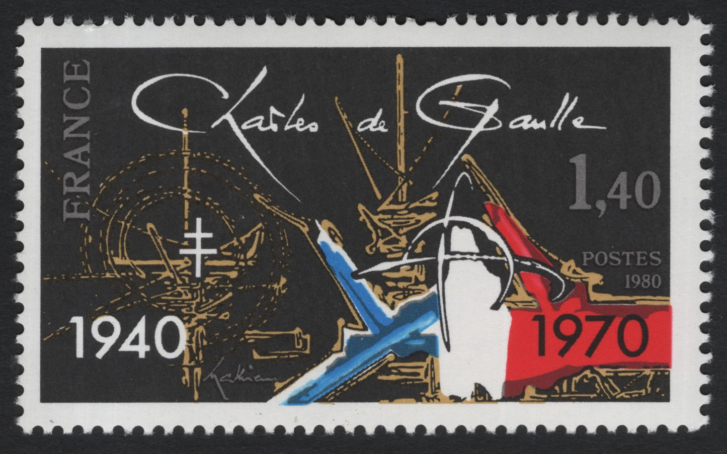 SCG10088 - France 1980 – Charles de Gaulle 1940–1970 Commemorative 1.40F