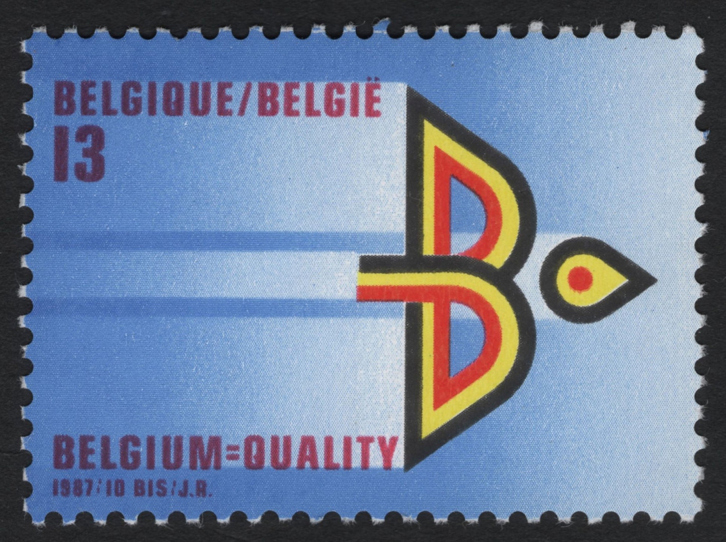 SCG10105 - Belgium 1987 “Belgium = Quality” 13F Promotional Emblem Stamp