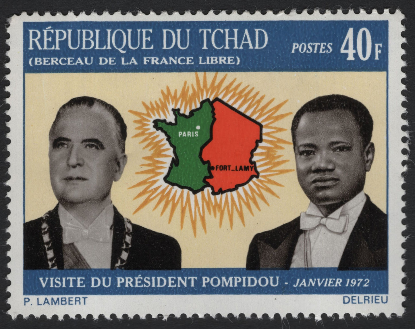 SCG9821 - Chad – “Visite du Président Pompidou” – January 1972 (40F)