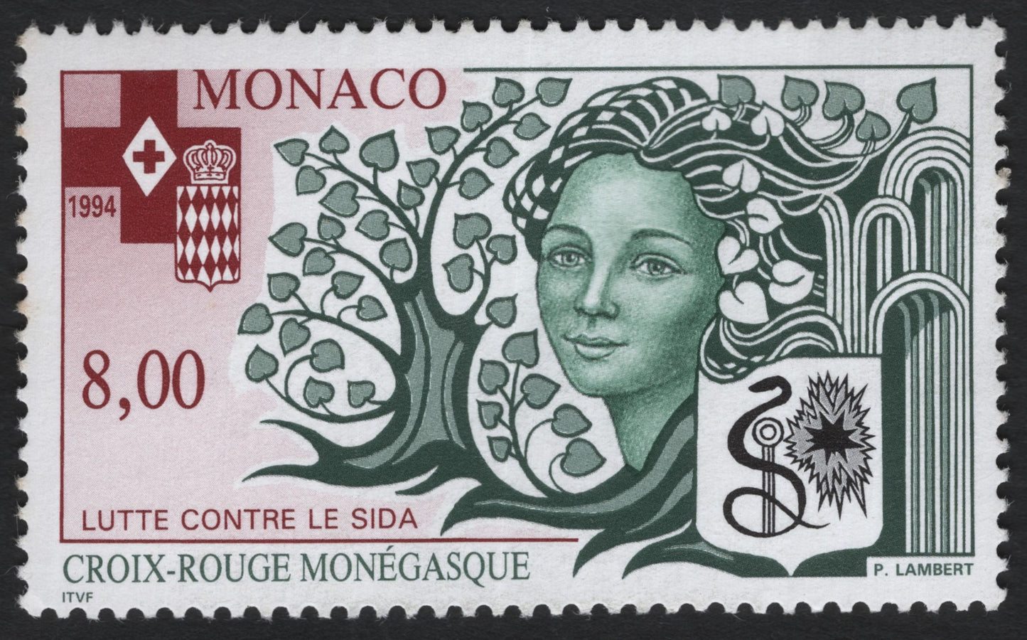 SCG8814 - Monaco 1994 – Red Cross “Fight Against AIDS” Charity Stamp (8.00F)