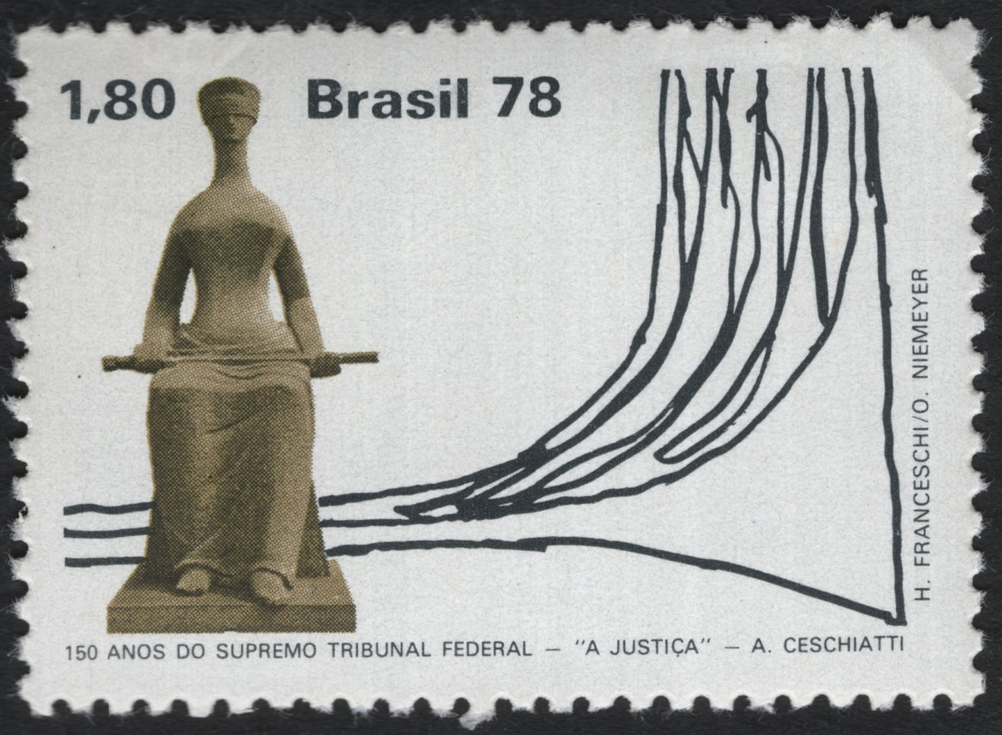 SCG9812 - Brazil 1978 – “A Justiça” Sculpture, 150 Years of the Supreme Federal Court – 1.80 Cr$
