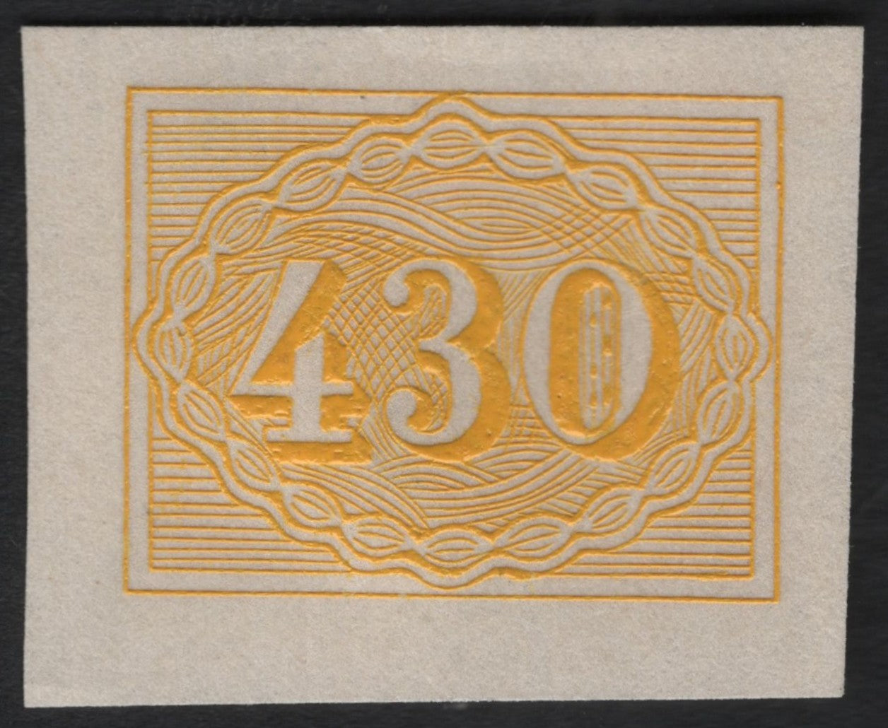 SCG8800 - Embossed Fiscal / Revenue Label – 430 Value (Unidentified Issue)