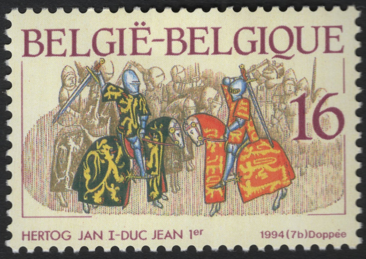 SCG8804 - Belgium 1994 – Duke John I of Brabant, Medieval Tournament Scene (16F)