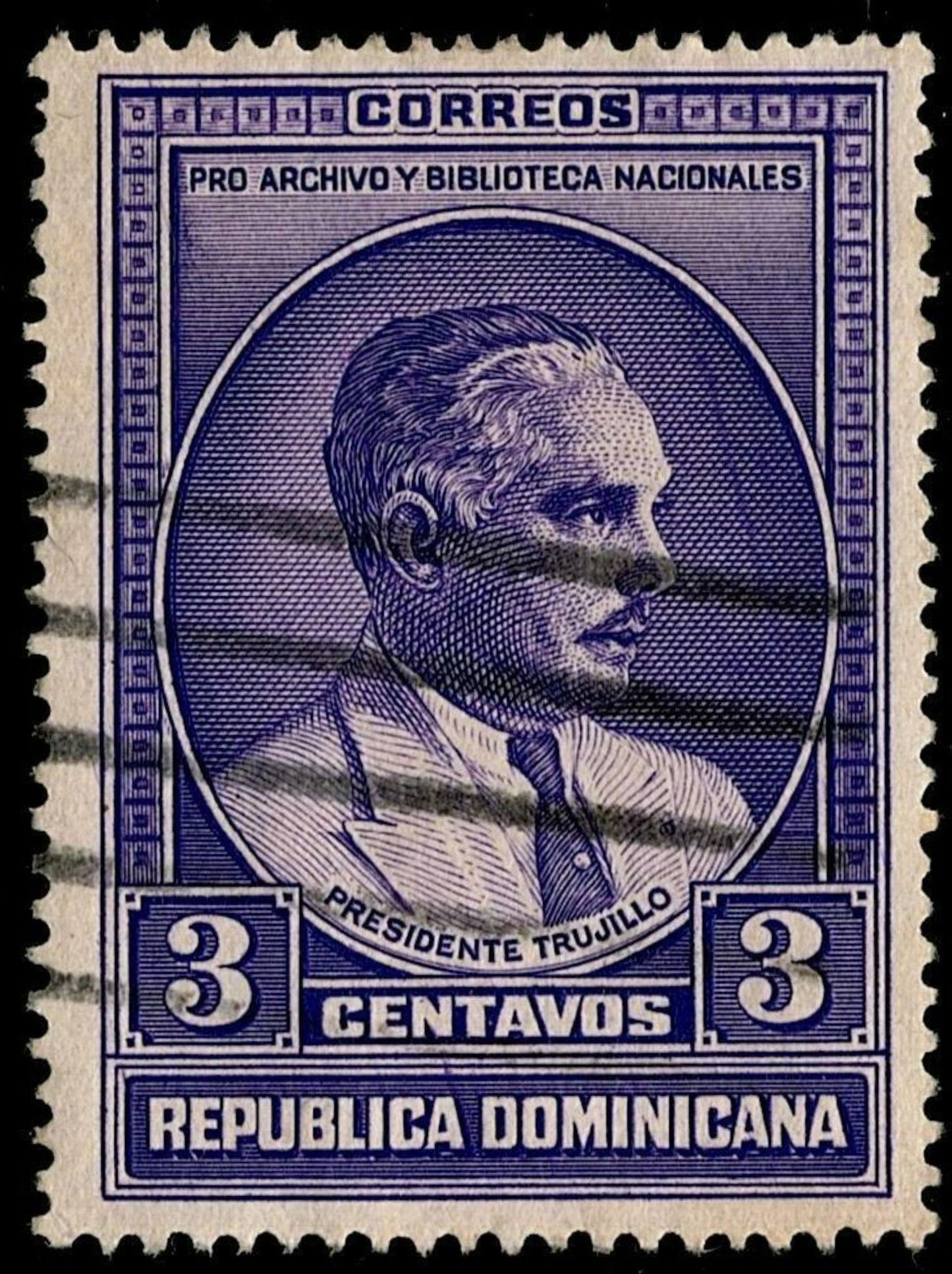 SCG675 - Dominican Republic 3 Centavos Presidente Trujillo Stamp (Used)