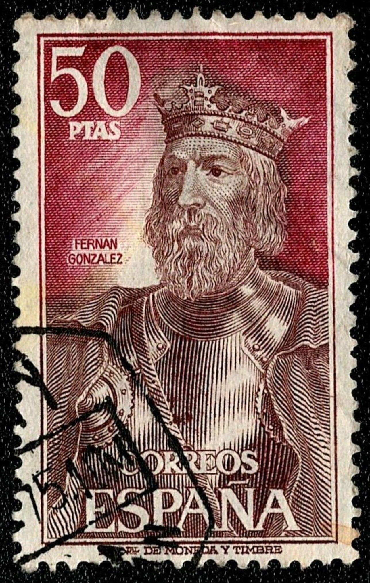 SCG697 - Spain 50 Ptas Fernán González Portrait Used