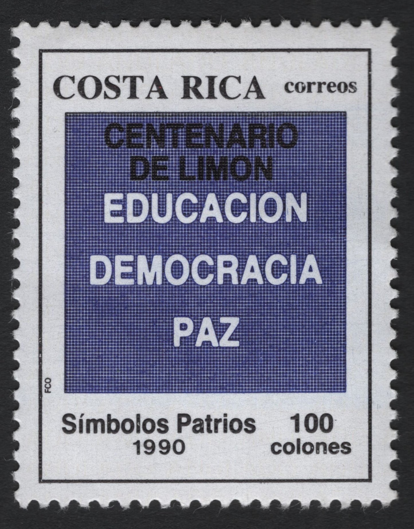 SCG8684 - Costa Rica 1990 – Centenary of Limón: Education, Democracy, Peace