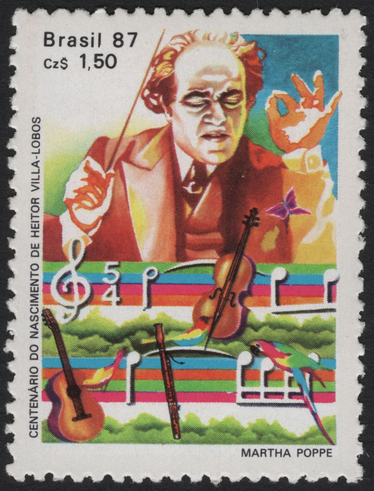 SCG9745 - Brazil 1987 – Centenary of Heitor Villa-Lobos – Cz$ 1.50