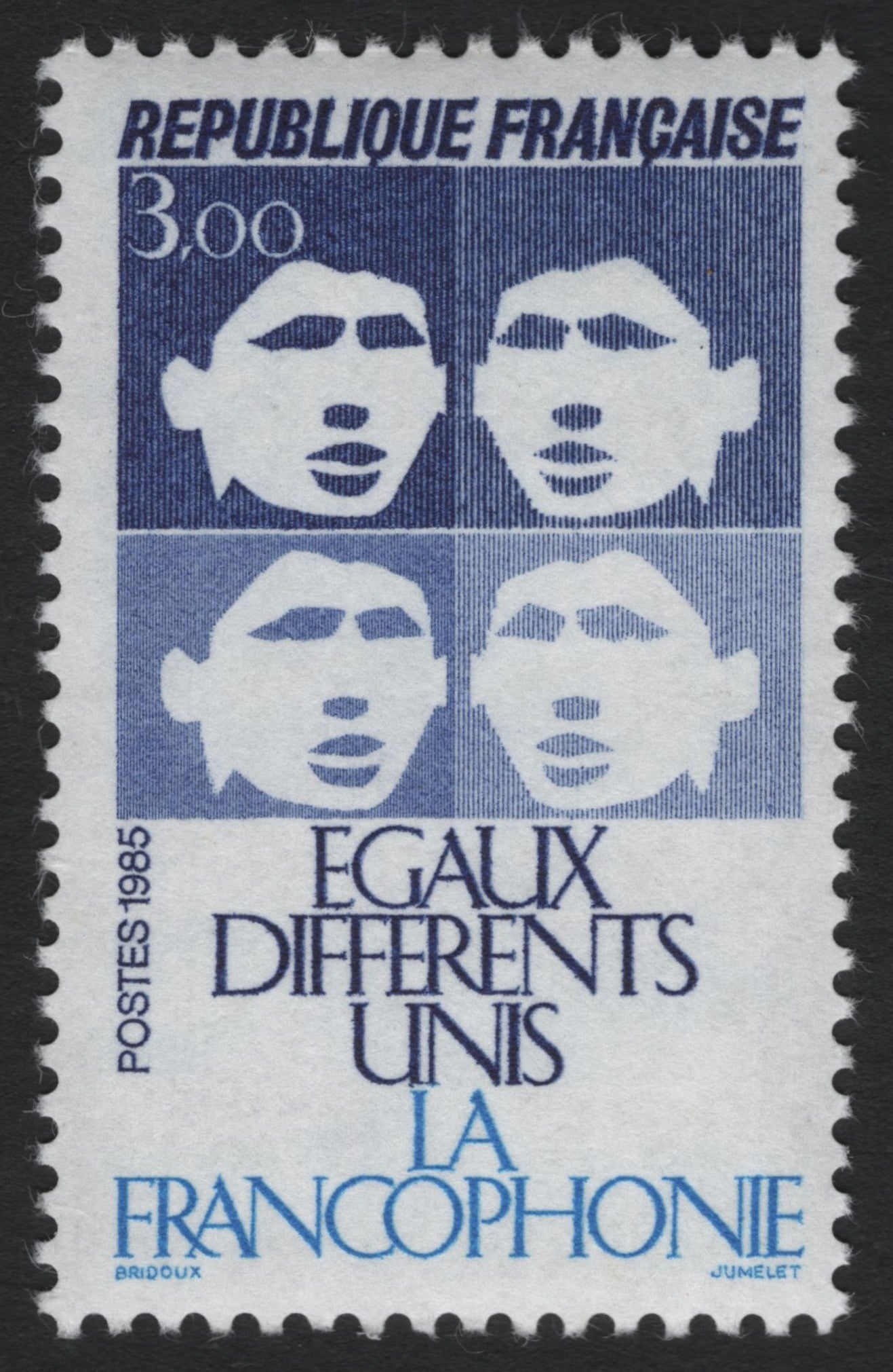 SCG10122 - 🇫🇷 France 1985 – “La Francophonie: Égaux, Différents, Unis” – 3.00 Fr Commemorative