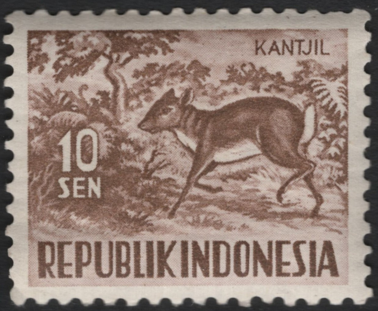 SCG9593 - Indonesia – 10 Sen “Kantjil” (Mouse-Deer) Wildlife Definitive