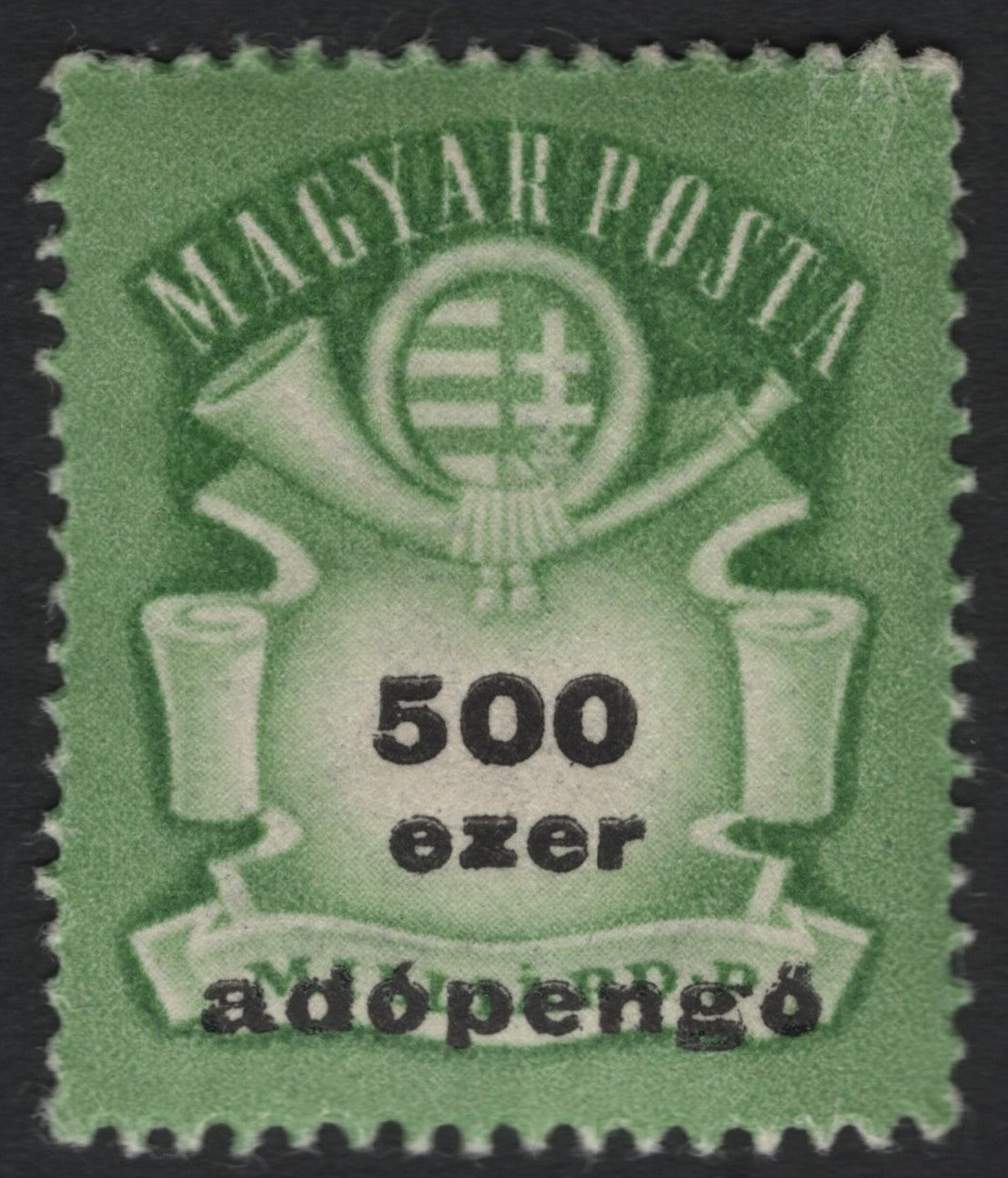SCG9596 - Hungary – 1946 “Adópengő” Revenue Stamp, 500 Ezer Overprint (Inflation Era)