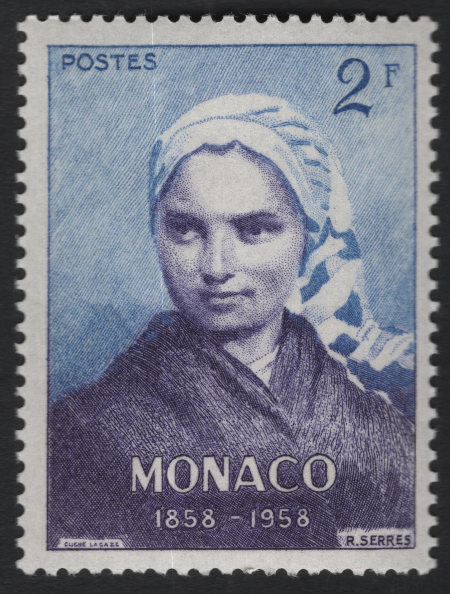 SCG9754 - Monaco 1958 – Centenary of the Birth of Saint Bernadette 2F Commemorative