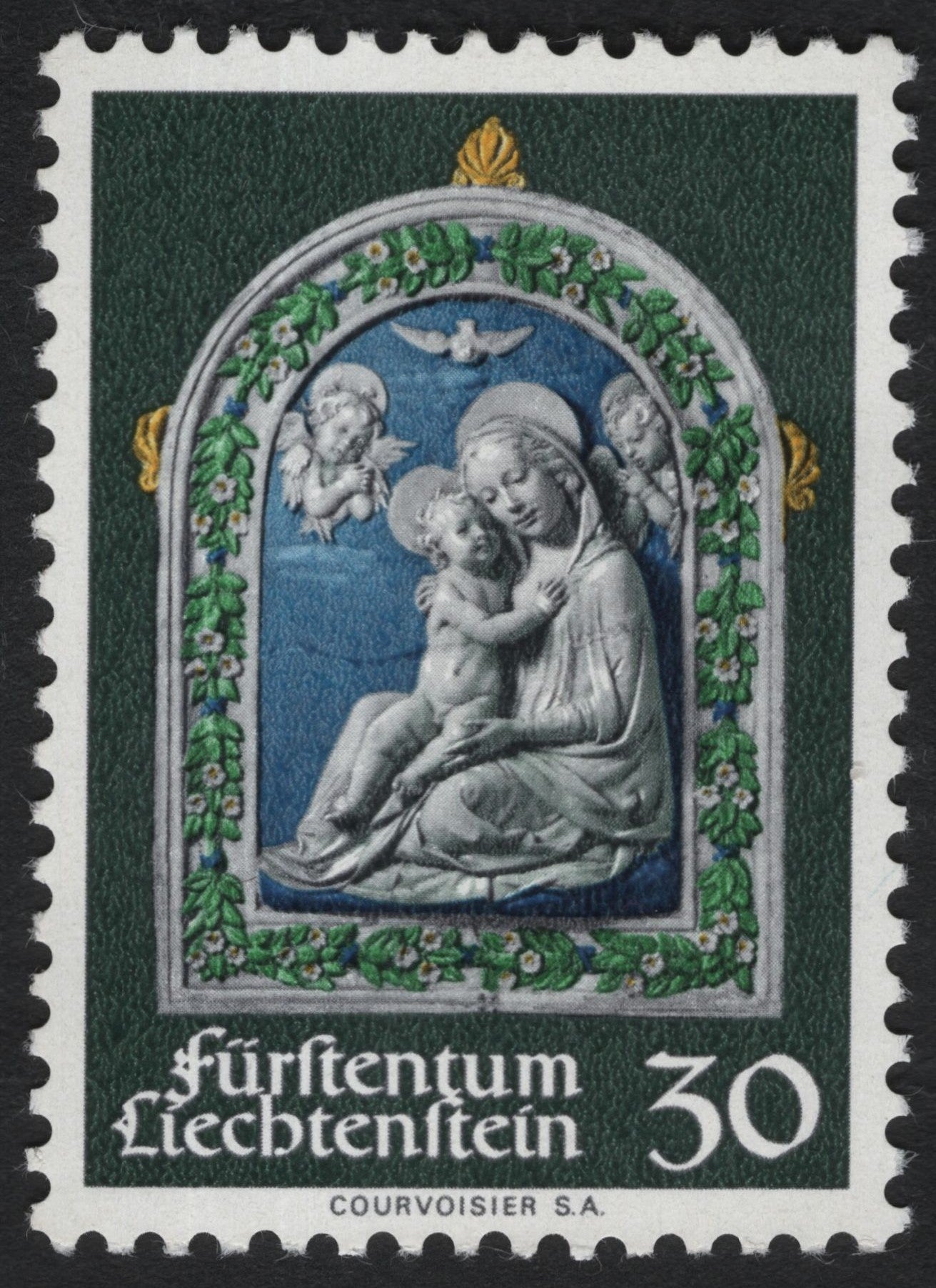 SCG9737 - Liechtenstein 30Rp Madonna and Child – Courvoisier Engraved Issue