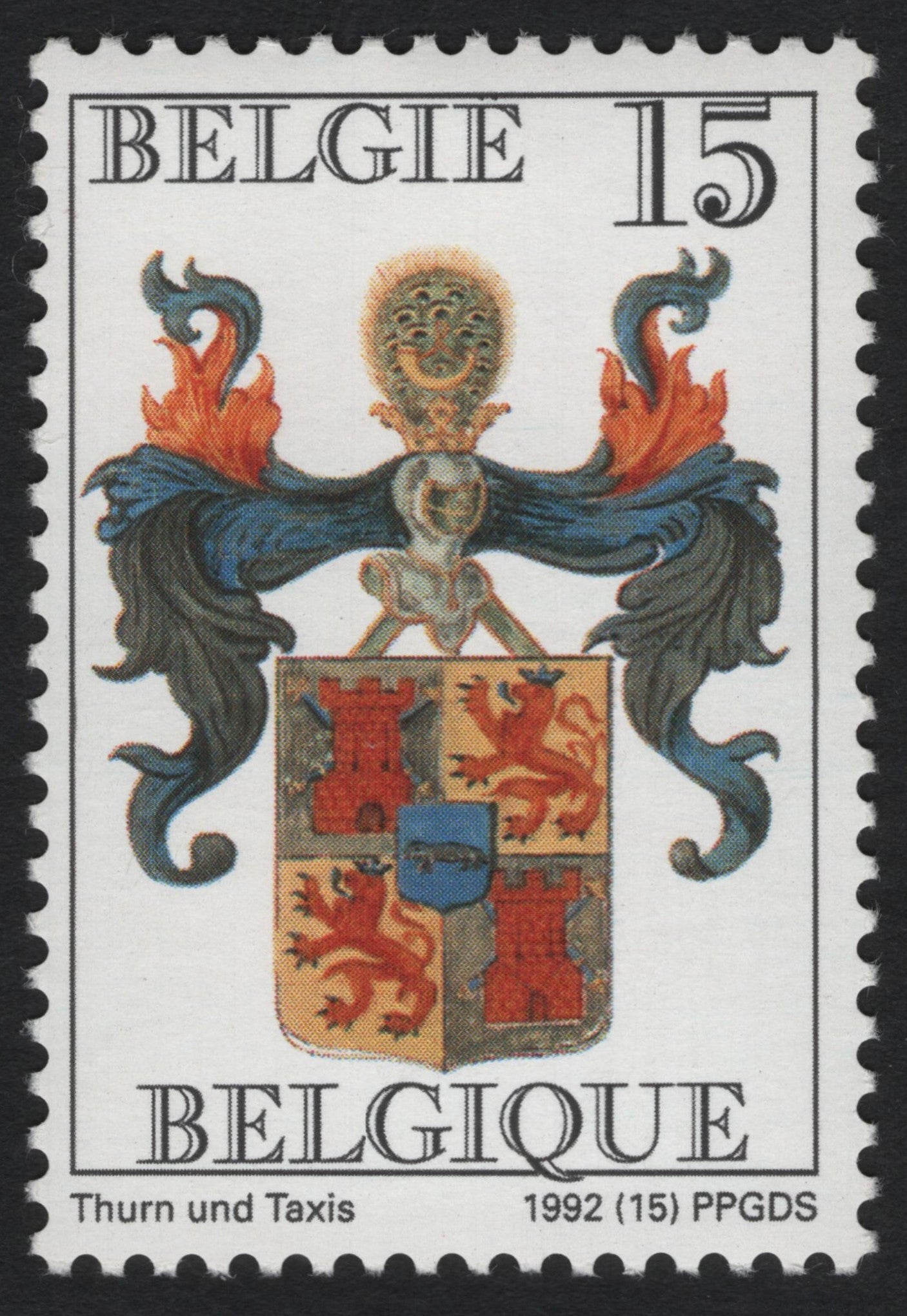 SCG10116 - Belgium 1992 Thurn und Taxis Heraldic Coat of Arms – 15 Franc