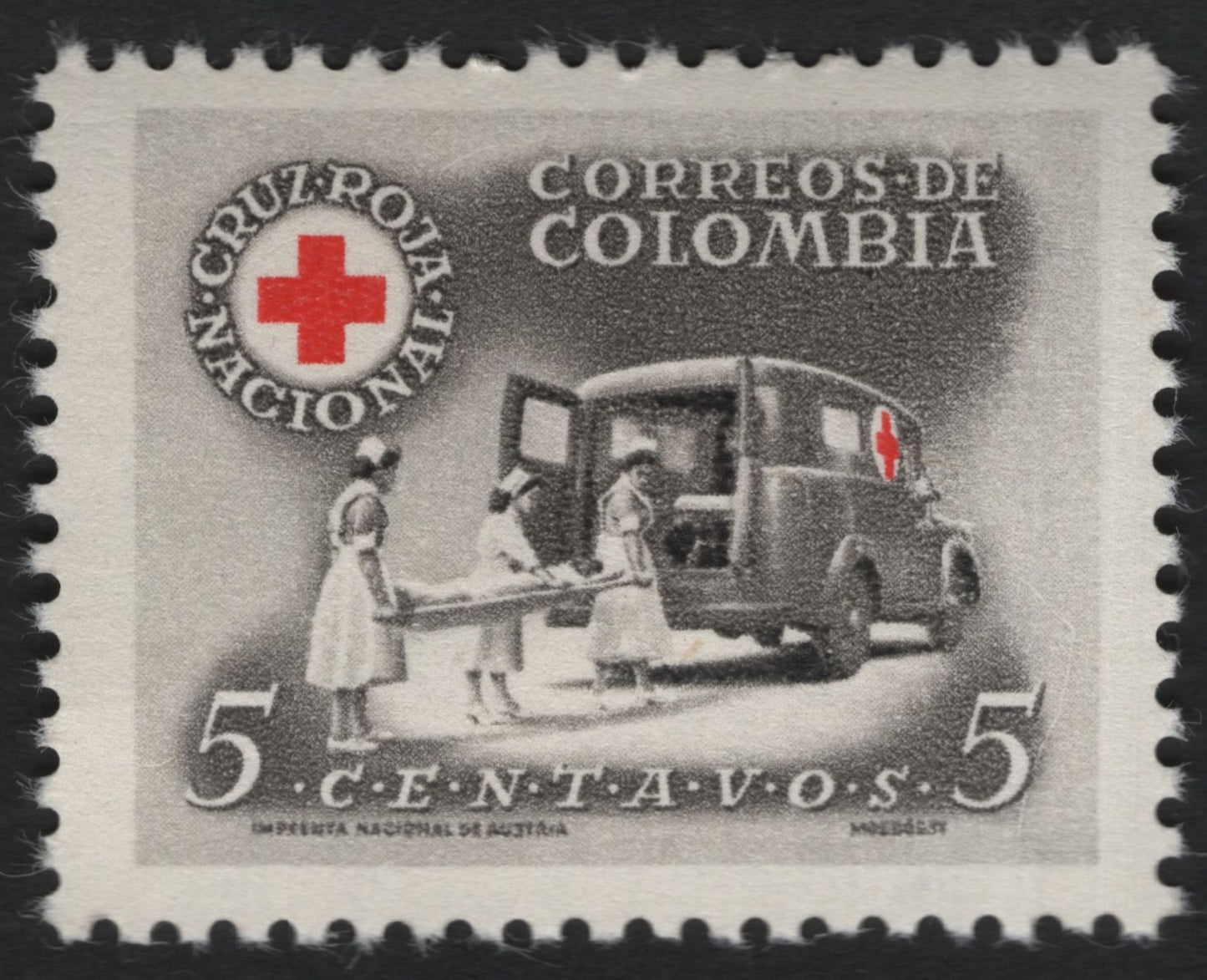 SCG9304 - 🇨🇴 Colombia – 5 Centavos “National Red Cross Ambulance Service” (1950s)