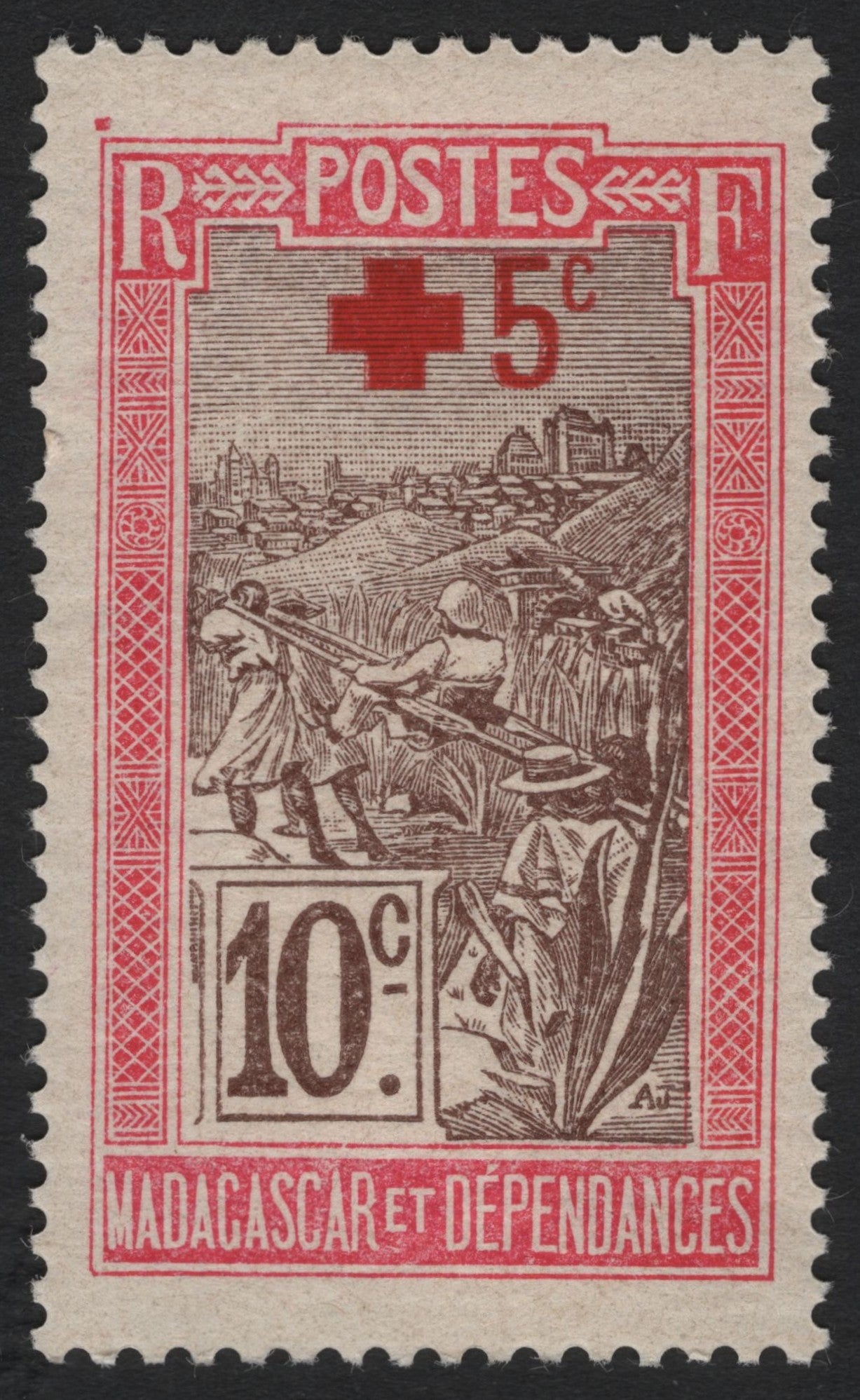 SCG9196 - Madagascar Red Cross Surcharge – 10c + 5c Semi-Postal
