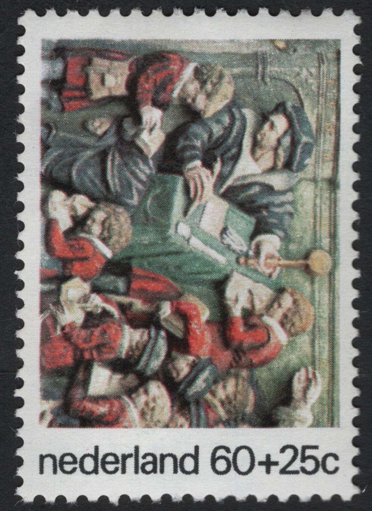 SCG9187 - Netherlands 60+25c “Medieval School Scene Relief” Semi-Postal