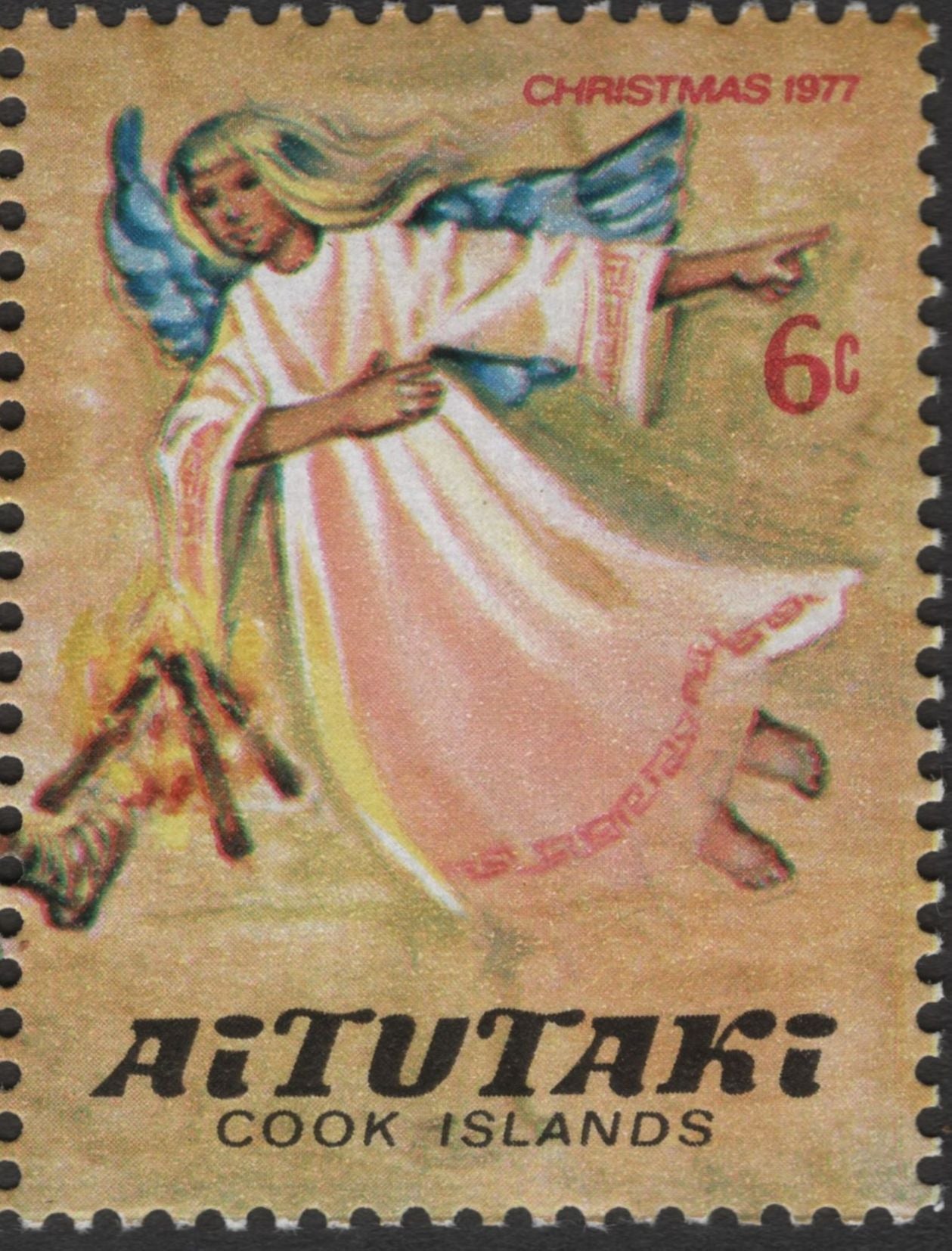 SCG11810 - Aitutaki 1977 Christmas – Angel Appearing to Shepherds (Se-tenant Pair)