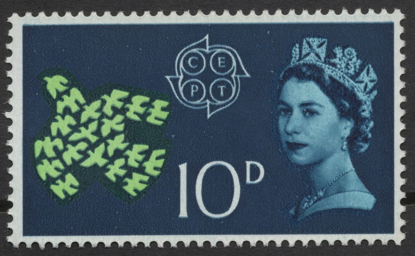 SCG266 - 1960 Great Britain CEPT Europa Stamp – 10d Blue Queen Elizabeth II