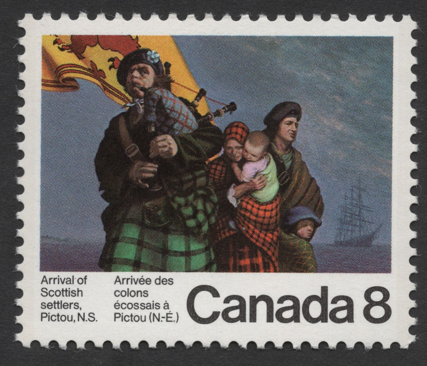 SCG271 - 1973 Canada 8¢ Stamp – Arrival of Scottish Settlers in Pictou, Nova Scotia