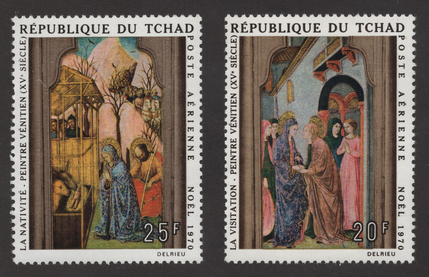SCG163 Chad 1970 Christmas Airmail Stamps – Venetian Painter Nativity & Visitation