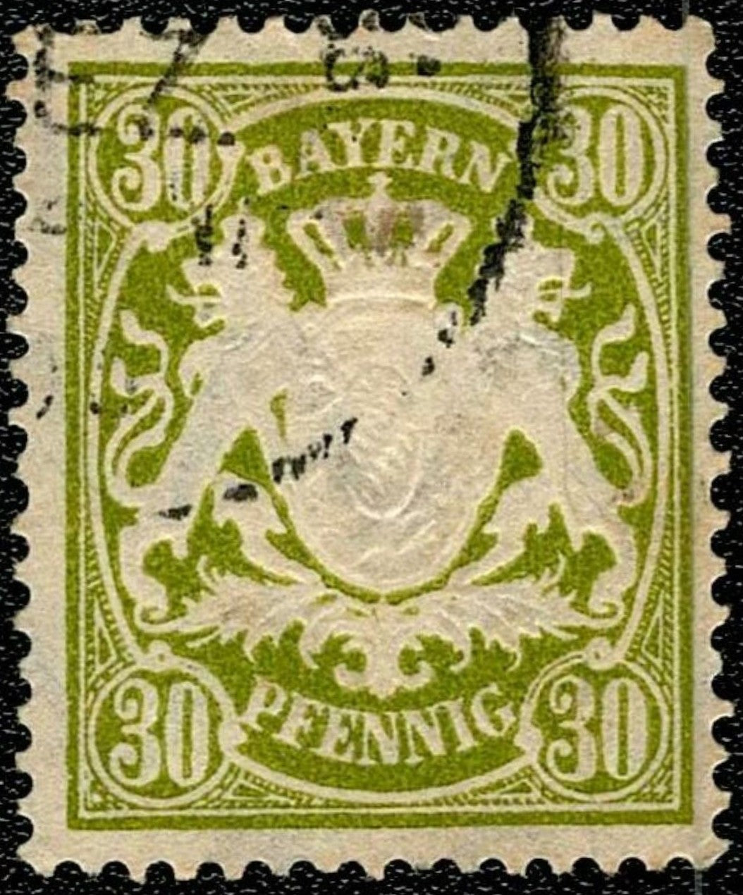 SCG645 - Bavaria Coat of Arms Stamp (Used) – Olive Green