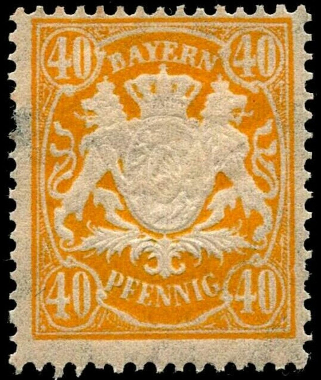 SCG663 - Bavaria 40 Pfennig Coat of Arms Stamp (Mint) – Yellow-Orange