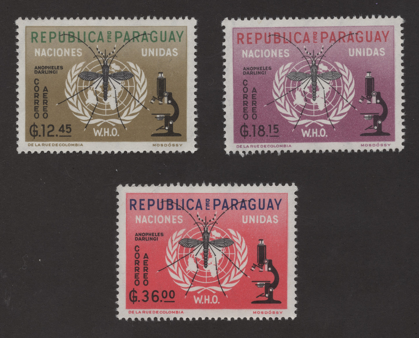 SCG173 Paraguay WHO Stamps – Malaria Eradication & Anopheles Darlingi Campaign