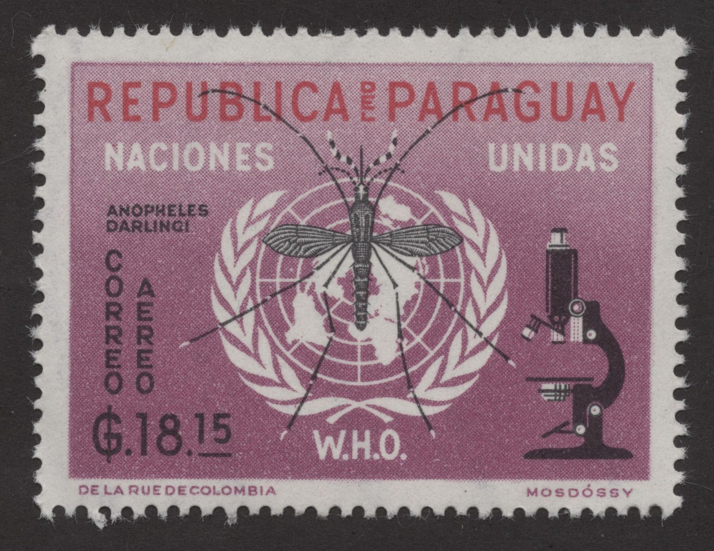 SCG173 Paraguay WHO Stamps – Malaria Eradication & Anopheles Darlingi Campaign