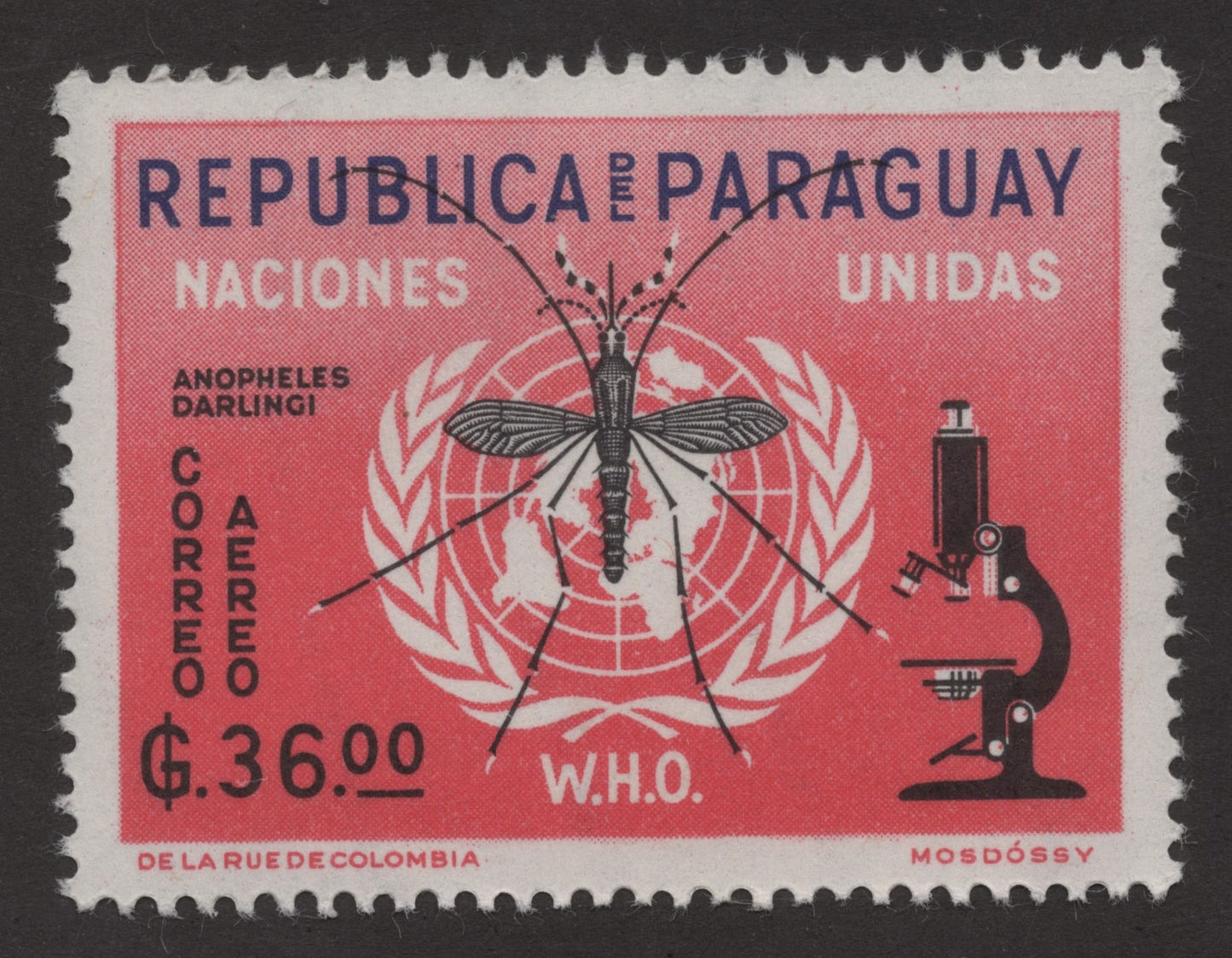 SCG173 Paraguay WHO Stamps – Malaria Eradication & Anopheles Darlingi Campaign