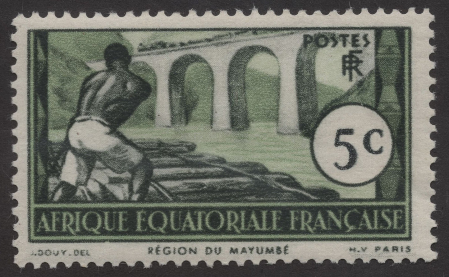 SCG196 French Equatorial Africa – Mayumbe Region Bridge Stamps (1c to 5c)