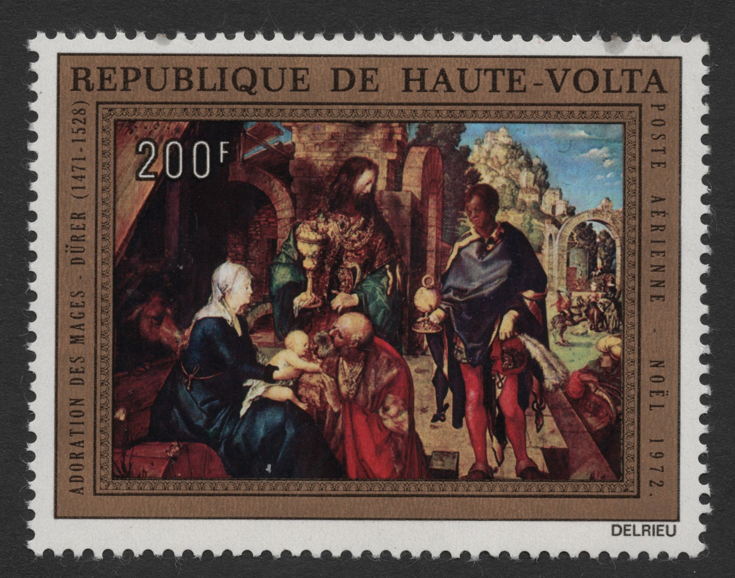 SCG290 - Christmas 1972 – Haute-Volta Airmail Stamp Set Featuring Dürer and Della Notte