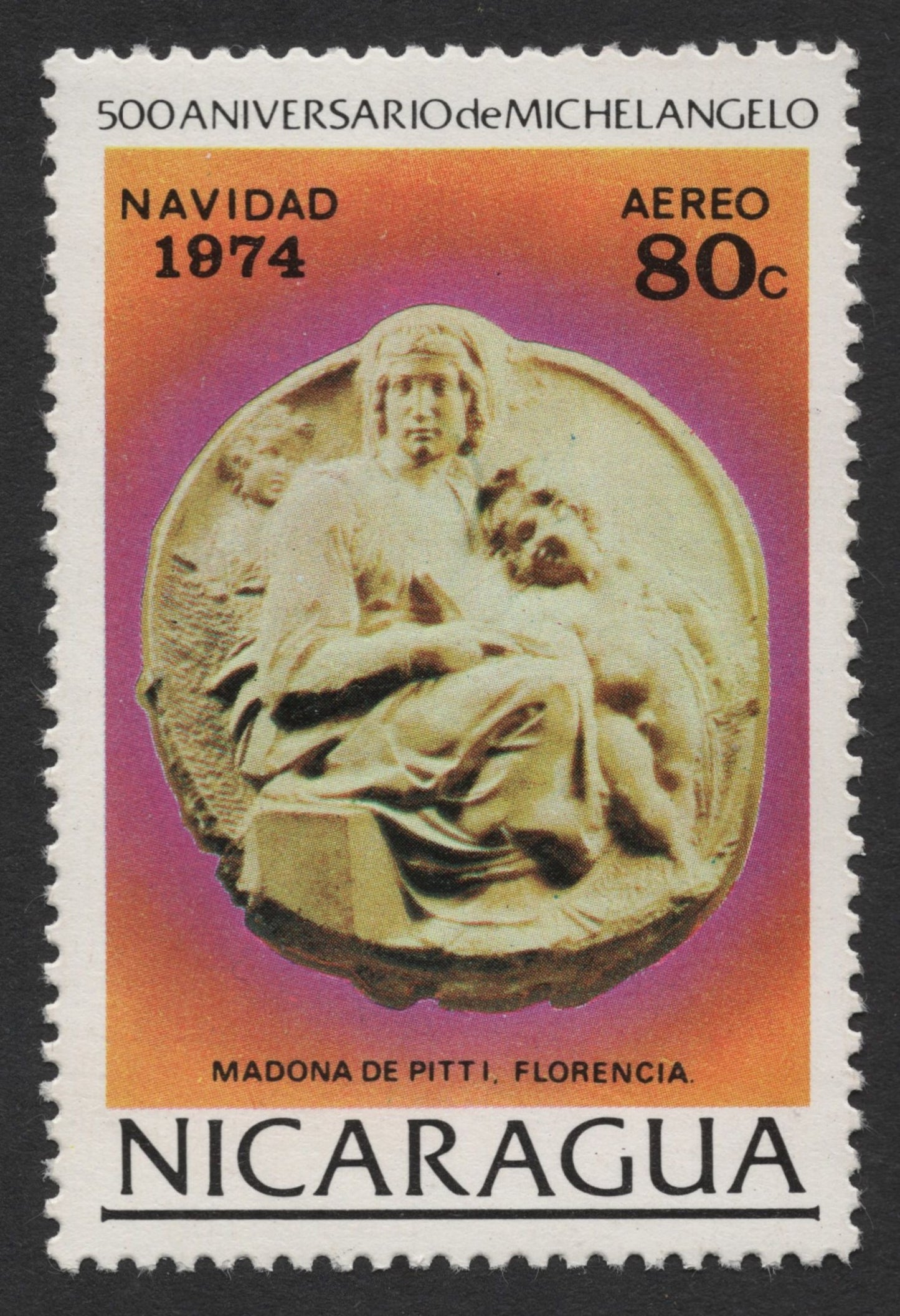 SCG296 - 500th Anniversary of Michelangelo – Nicaragua 1974 Christmas Stamp Set