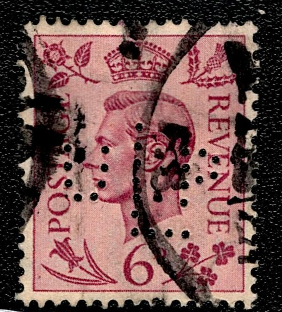SCG136 Great Britain King George VI 6d Rose Red Perfin Stamp – Used