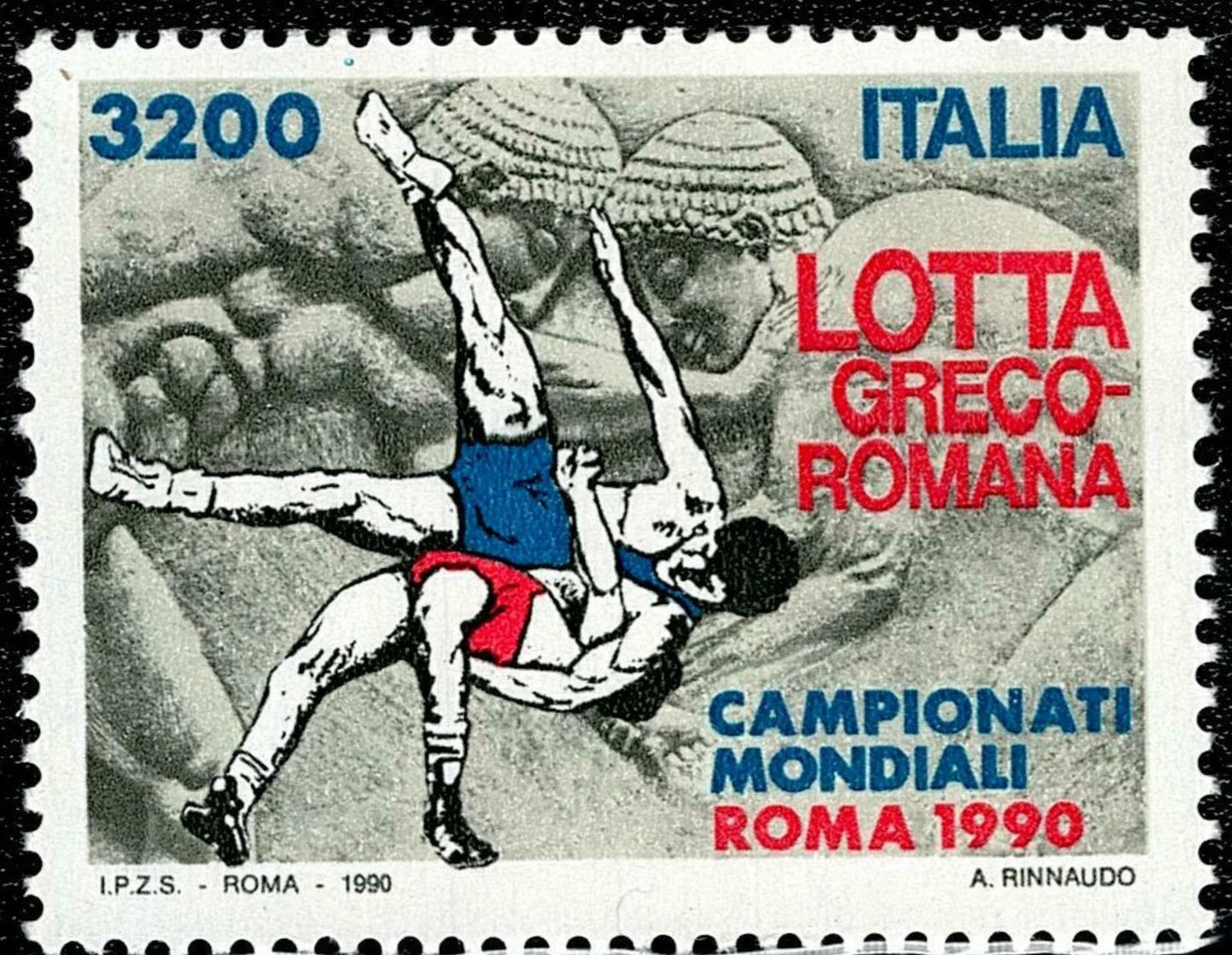 SCG776 - Italy 1990 Stamp – Greco-Roman Wrestling World Championships, Rome