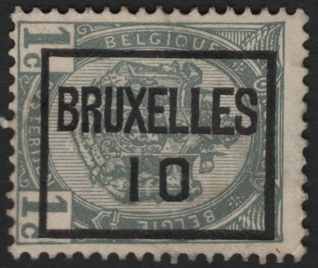 SCG9926 - Belgium 1c Green Coat of Arms – Bruxelles Local Surcharge “10” (Provisional Issue)