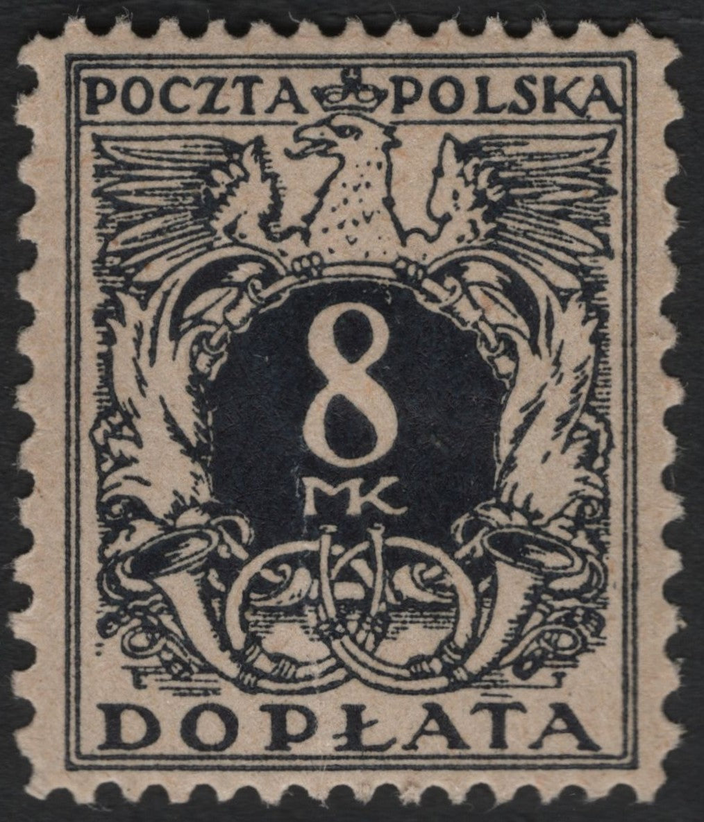 SCG9877 - Poland – 8 Mk Postage Due (c.1921) – “DOPŁATA” Eagle & Post Horn Design