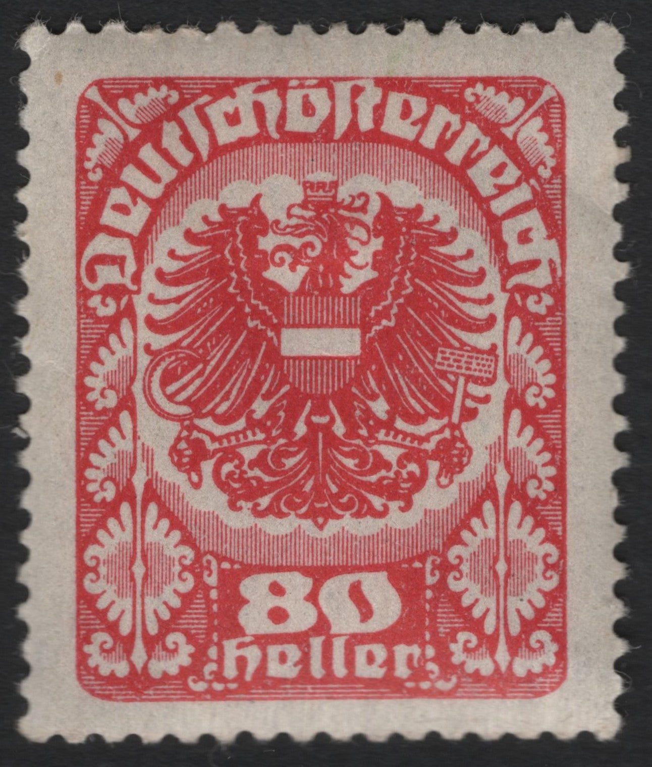 SCG9893 - Austria 1919 Deutschösterreich 80 Heller Coat of Arms – Red