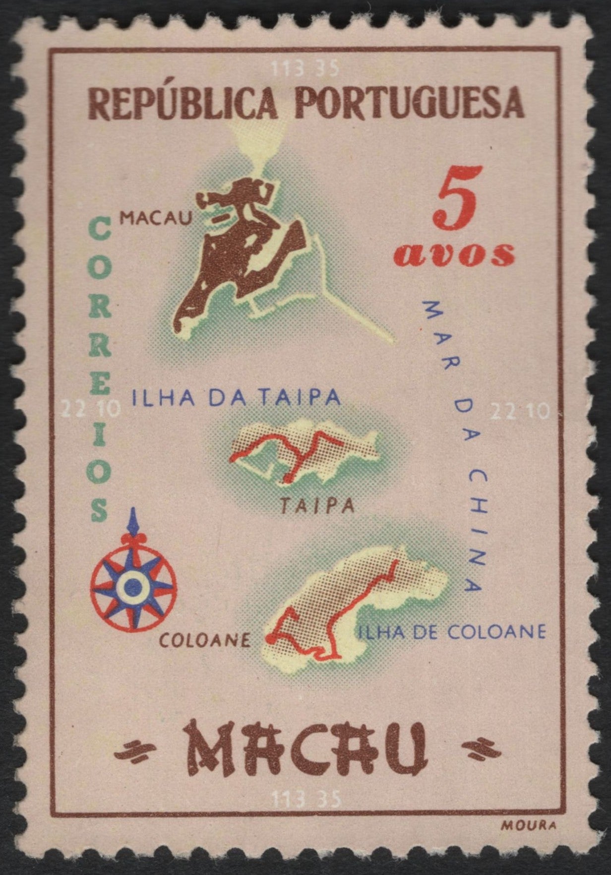 SCG9898 - Macau 5 Avos – Map of Macau, Taipa & Coloane (Portuguese Administration)