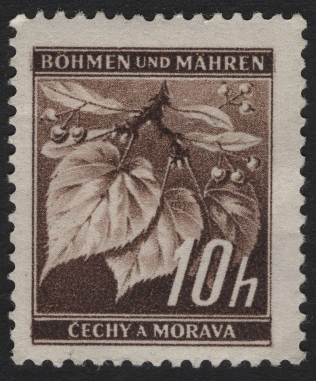 SCG9874 - Bohemia & Moravia 10h Brown “Linden Leaves” (Protectorate Issue), 1939–1945