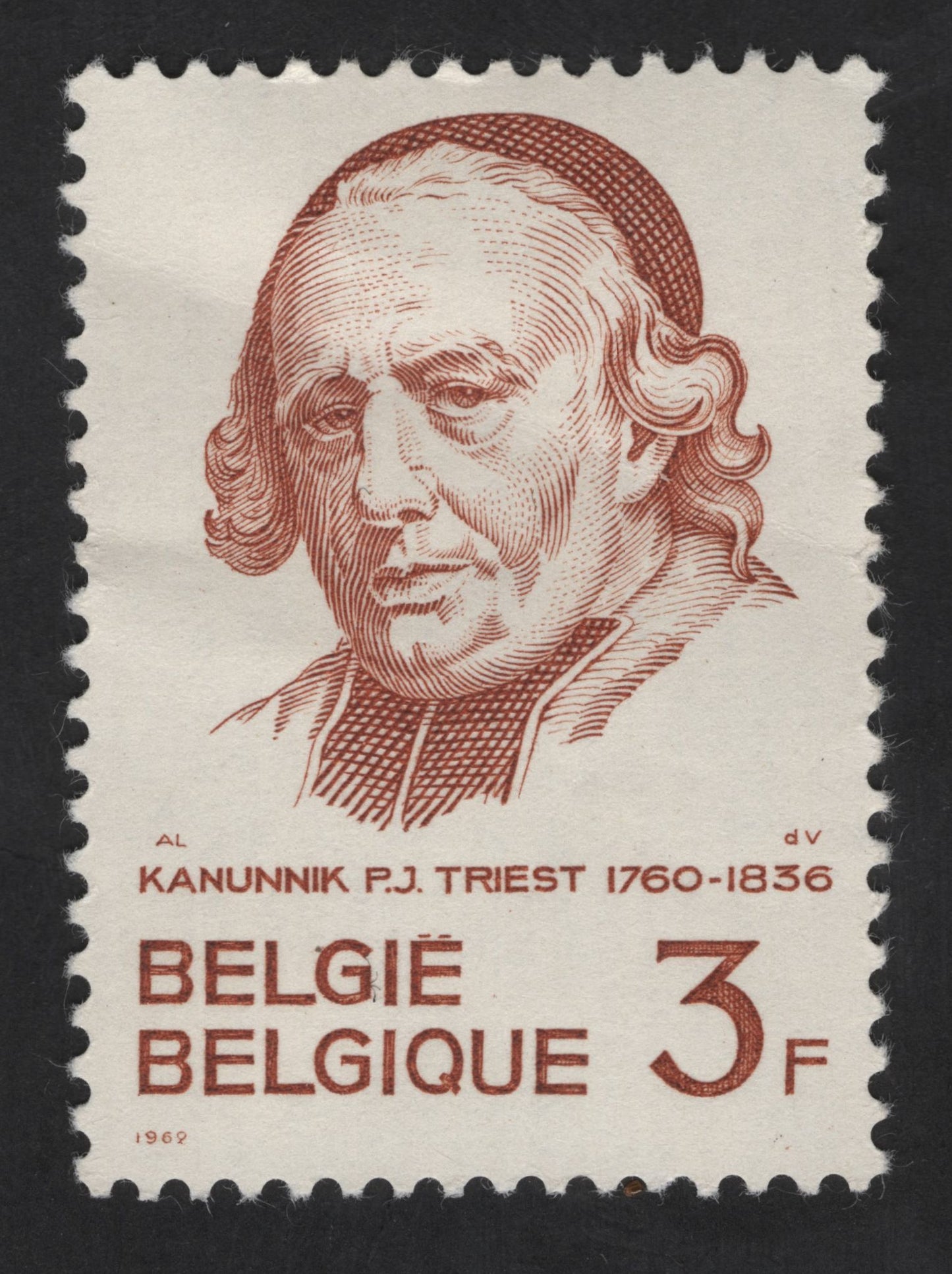 SCG13664 - Belgium 1969 – Canon P.J. Triest 3 Franc Commemorative Stamp
