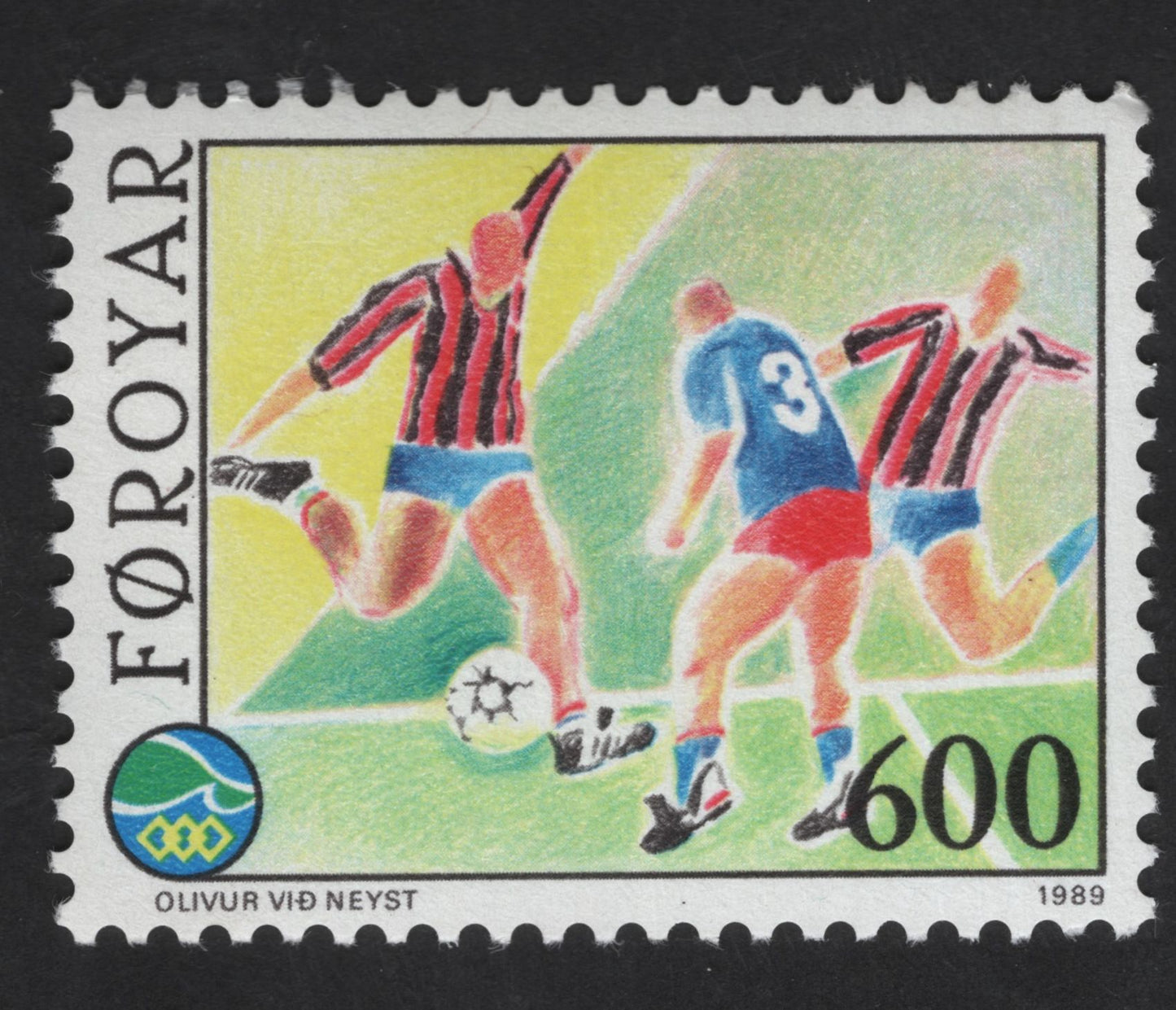 SCG13710 - 🇫🇴 Faroe Islands 600 Øre Football Action Stamp (1989)