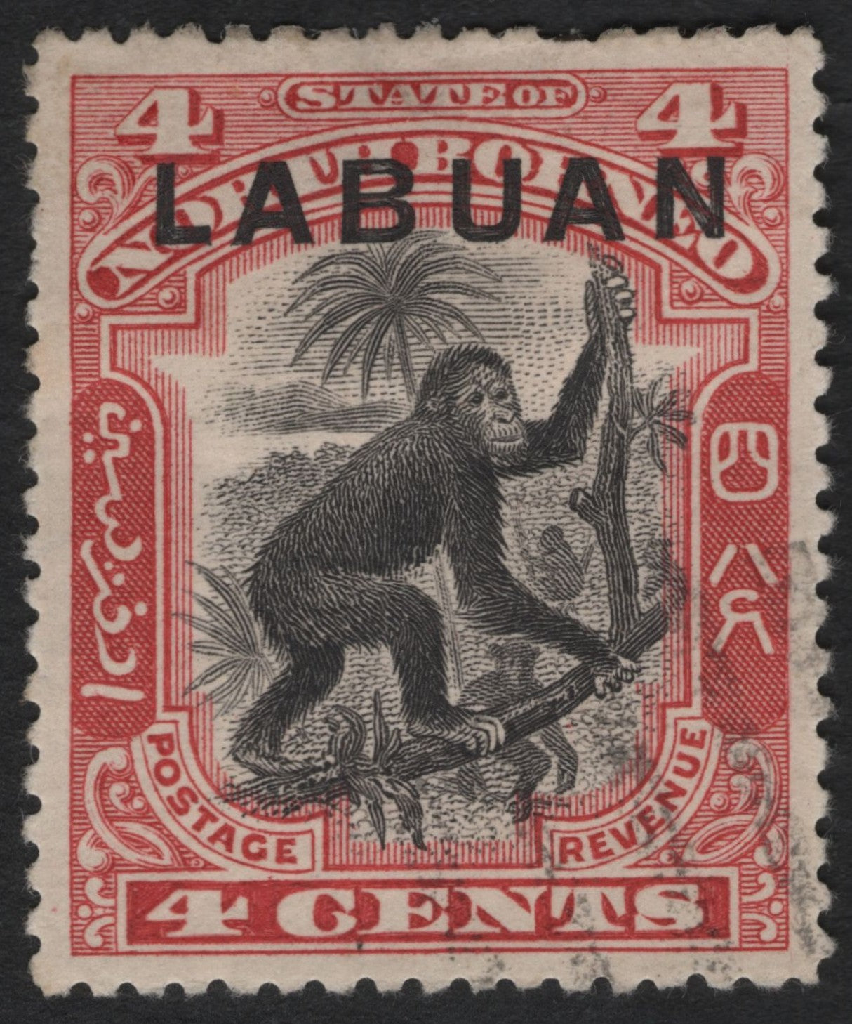 SCG9008 - Labuan 4 Cents Orangutan Overprint (British North Borneo Issue)