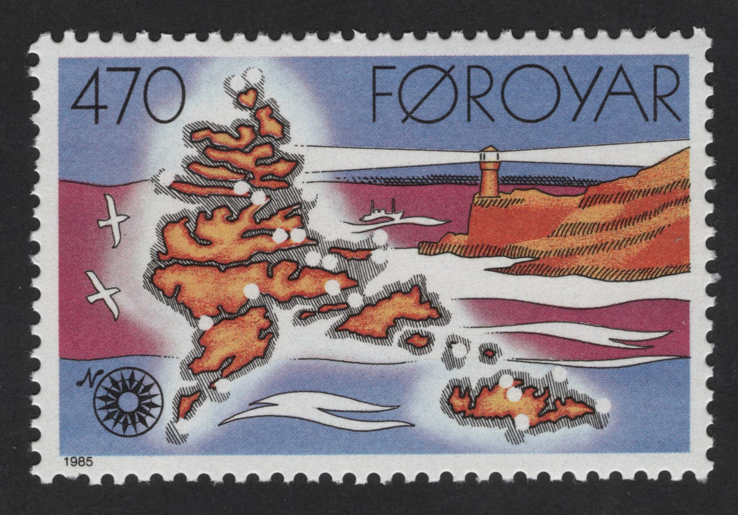 SCG13701 - Faroe Islands 470 Øre – Map & Lighthouse Issue (1985)